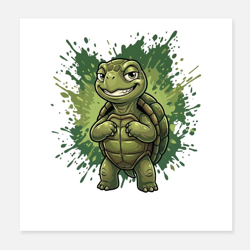 Brave Turtle Hero Poster 8" x 8" (20x20 cm)