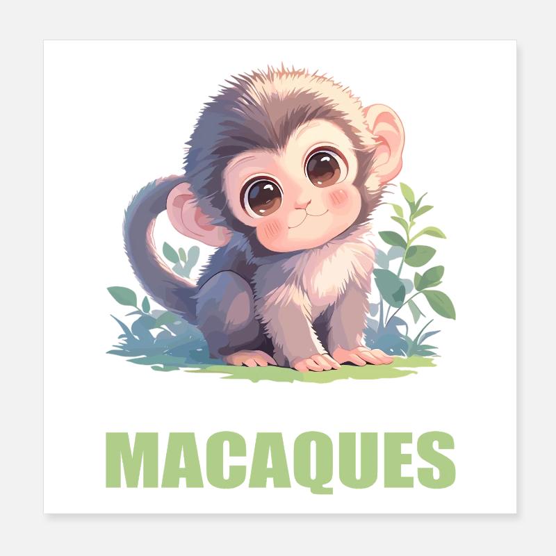 Macaque Macaque Poster 8" x 8" (20x20 cm)