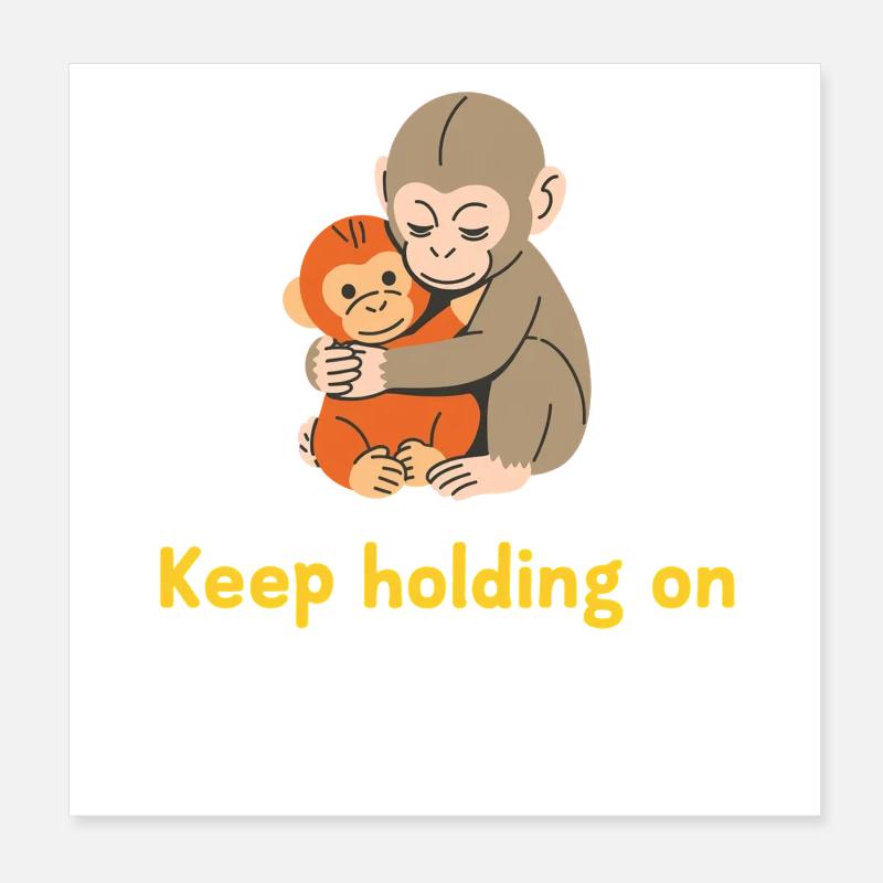 Keep Holding On: Gentle Ape Hug Poster 8" x 8" (20x20 cm)