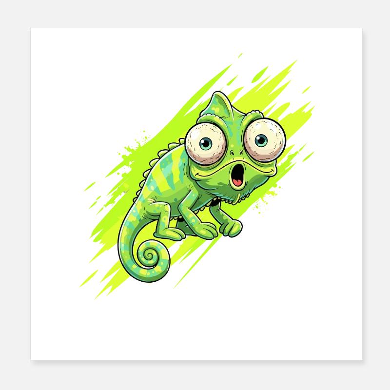 Neon Chamäleon Spritzer Poster 20x20 cm