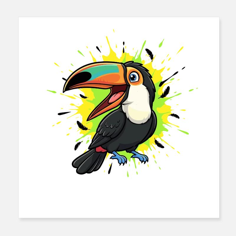 Kunterbunter Tukane Farbsplash Poster 20x20 cm