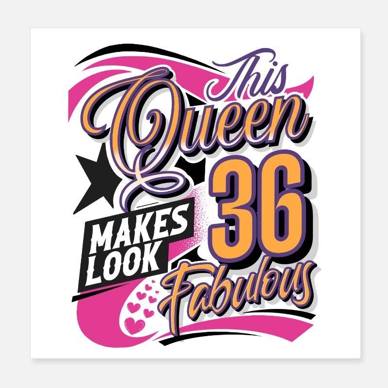 36. Geburtstag Queen Poster 20x20 cm