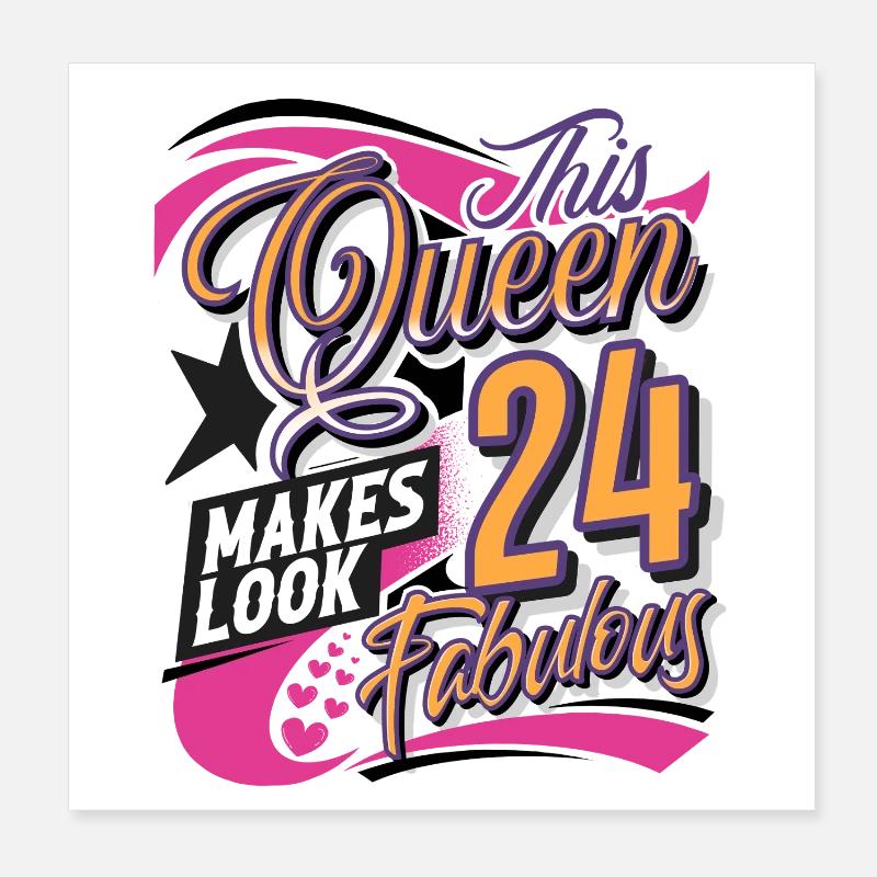 24. Geburtstag Queen Poster 20x20 cm