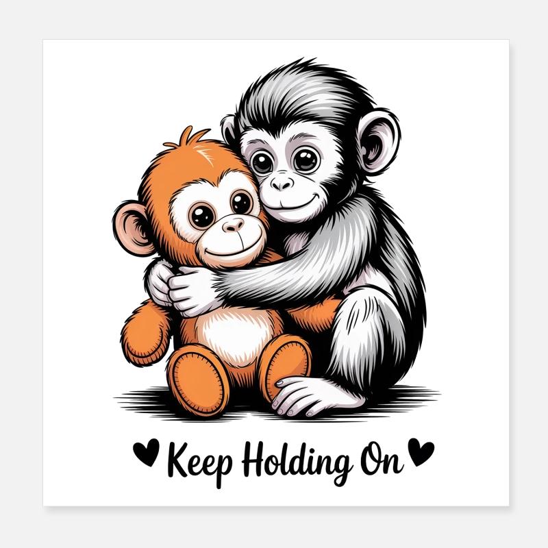 Halt die Affenumarmung fest Poster 20x20 cm