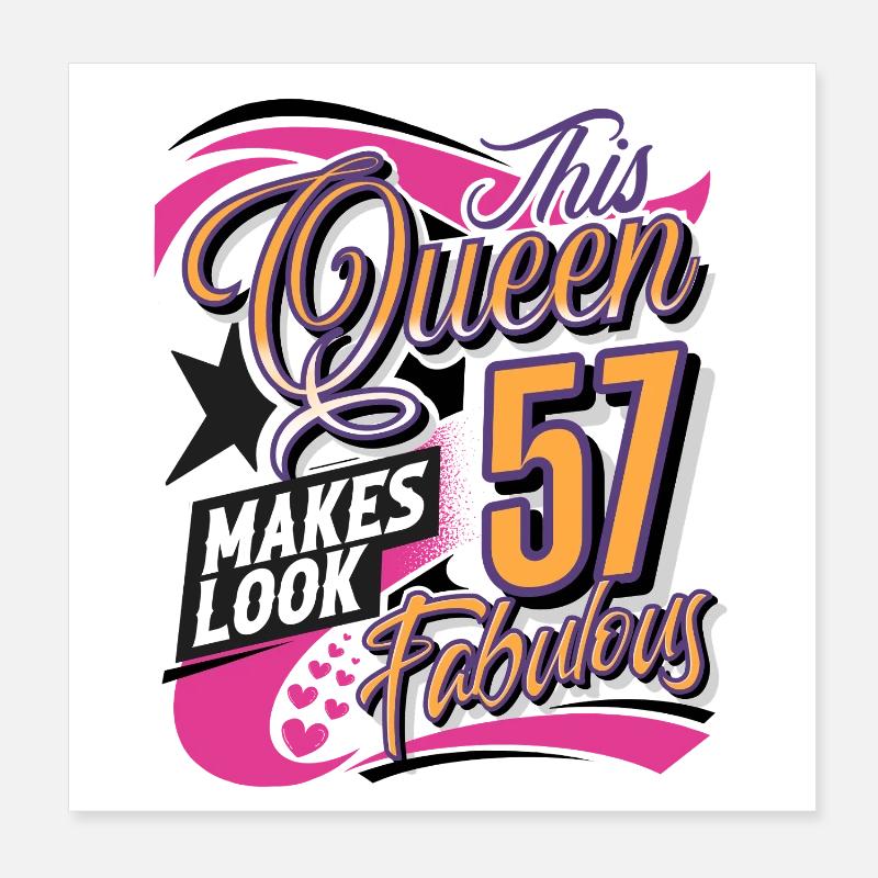 57th Birthday Queen Poster 8" x 8" (20x20 cm)