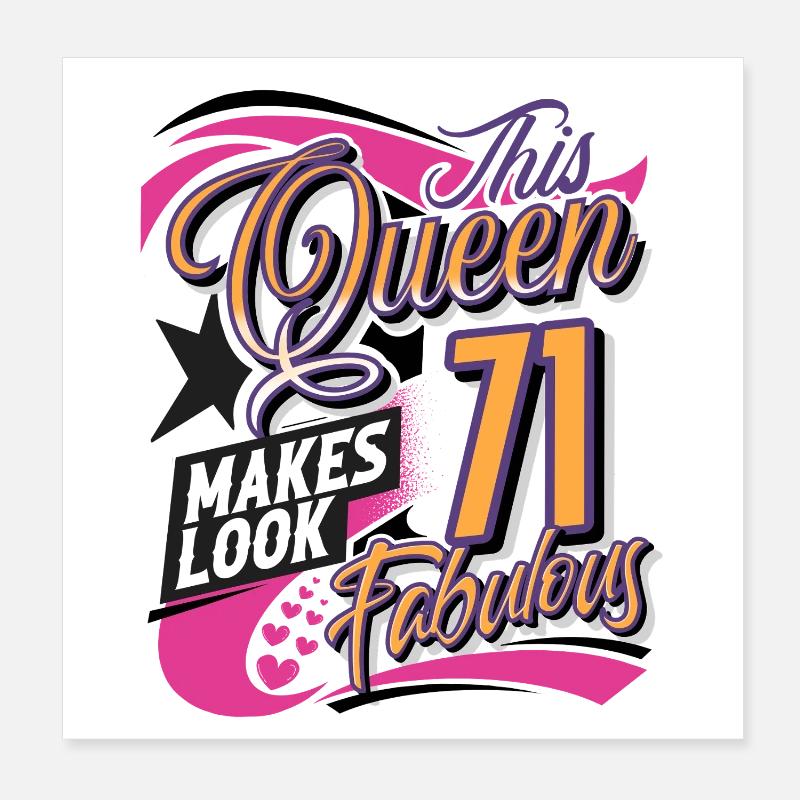 71st Birthday Queen Poster 8" x 8" (20x20 cm)