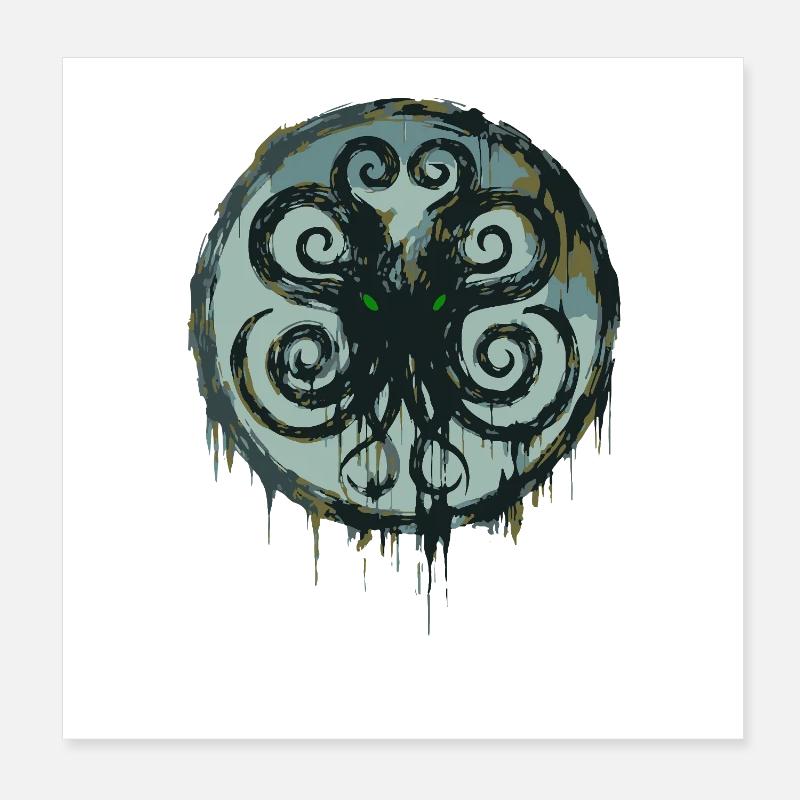 Cthulhu Symbol Lovecraft Cosmic Horror Poster 8" x 8" (20x20 cm)