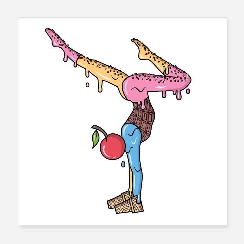 Turnerin Gymnastik Eiscreme Damen Mädchen Turnen Poster 8" x 8" (20x20 cm)