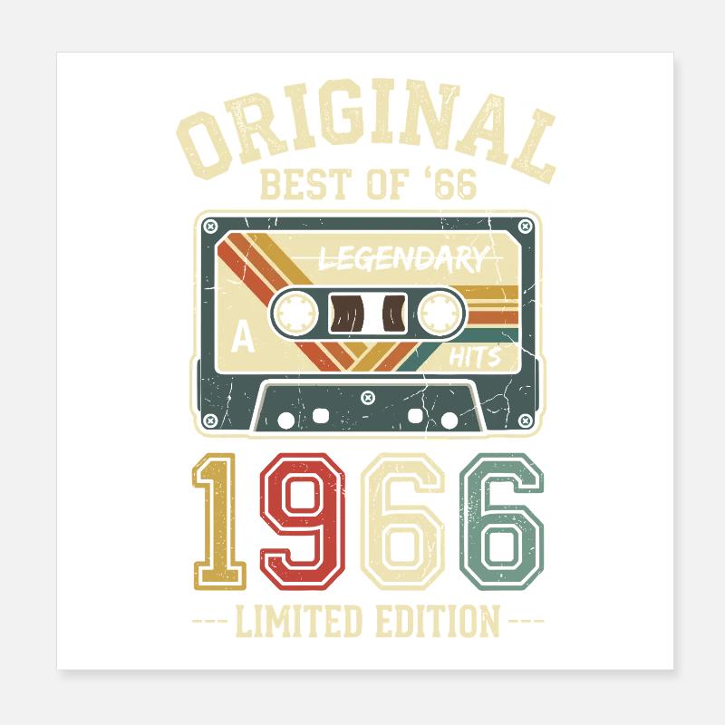 60e anniversaire de la cassette rétro originale de 1966 Poster 20 x 20 cm