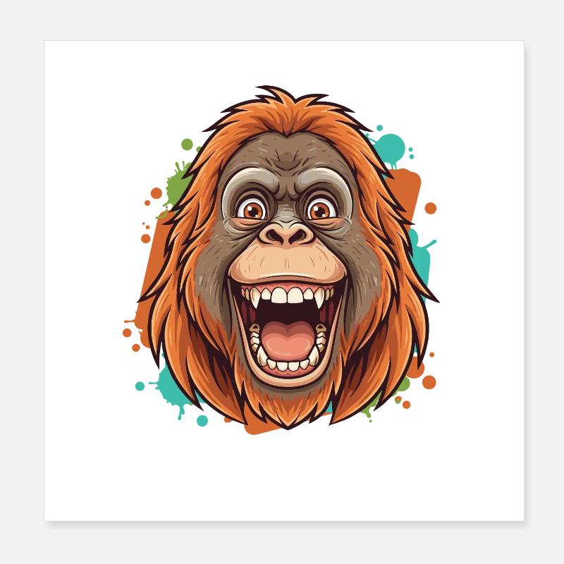 Lachender Orang-Utan Comic Poster 20x20 cm