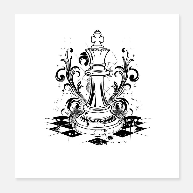 Graphiques de pièces d’échecs Poster 20 x 20 cm