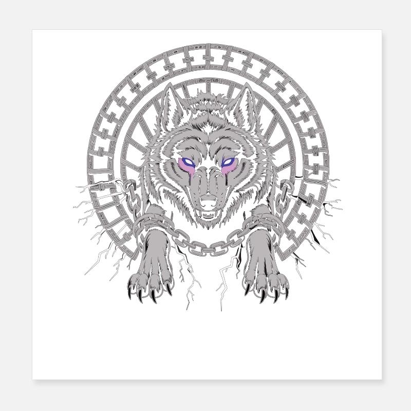 Wolf Symbol T-Shirt – Wolf Head Power Motif Poster 8" x 8" (20x20 cm)