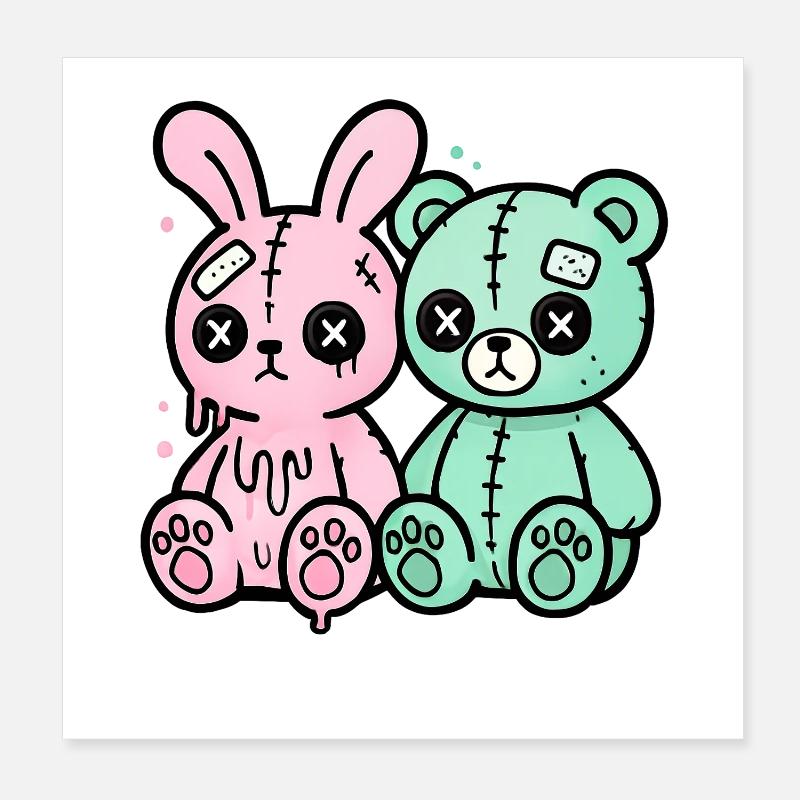 Gothic Bunny Weirdcore Dark Horror Animal Doll Poster 20x20 cm