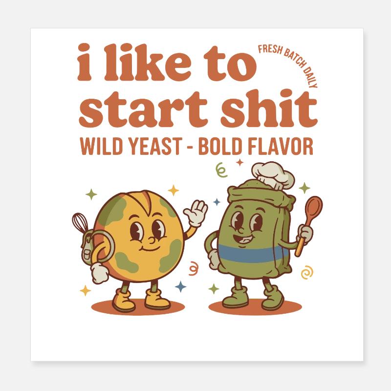 Sourdough Starter Jar Era Bread Baking Baker Poster 20x20 cm