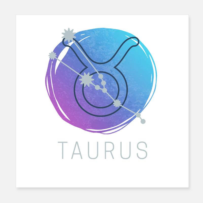 Astrologie aquarelle du zodiaque du Taureau Poster 20 x 20 cm