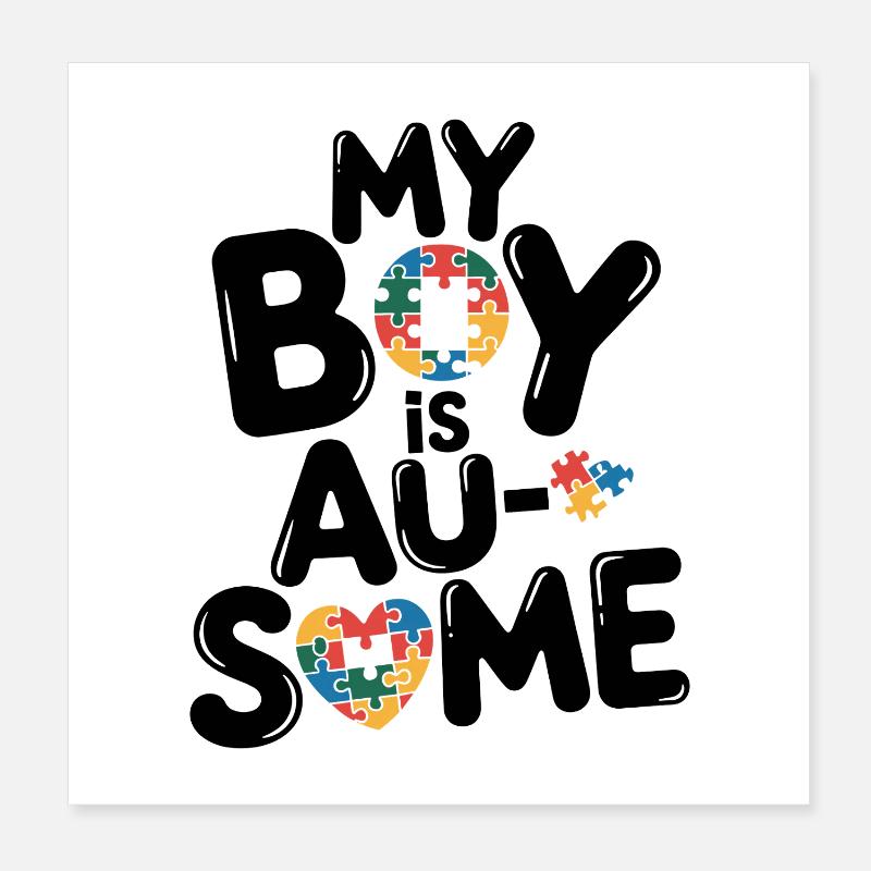 Regenbogen Puzzleherz Kreis Autism Awareness Poster 20x20 cm