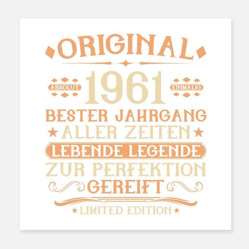 1961 Geboren Lebende Legende 65. Geburtstag Poster 20x20 cm