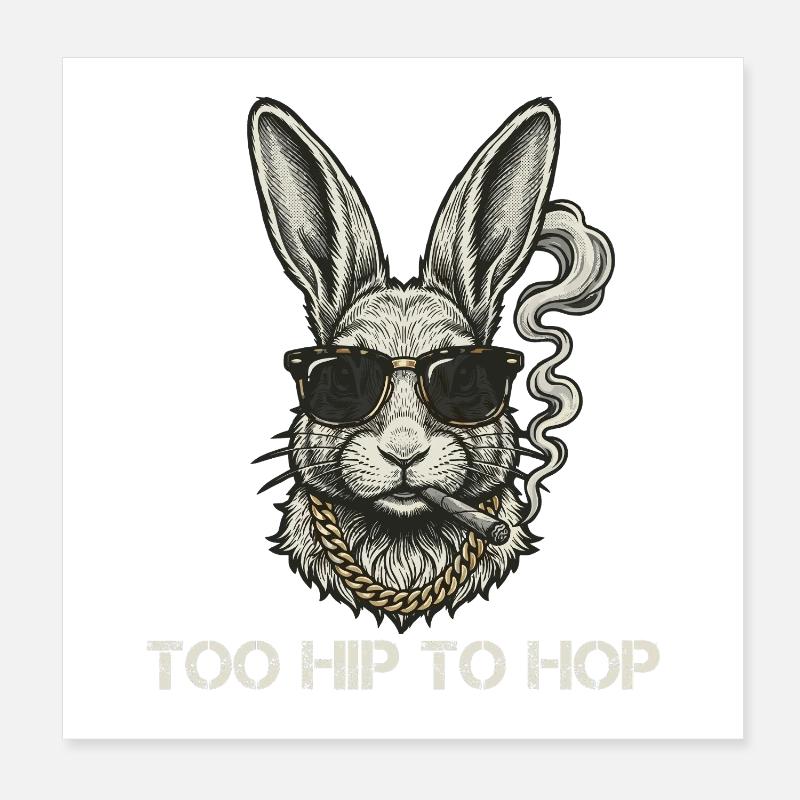 Trop branché pour hoper Drôle de Bunny Smoking Poster 20 x 20 cm
