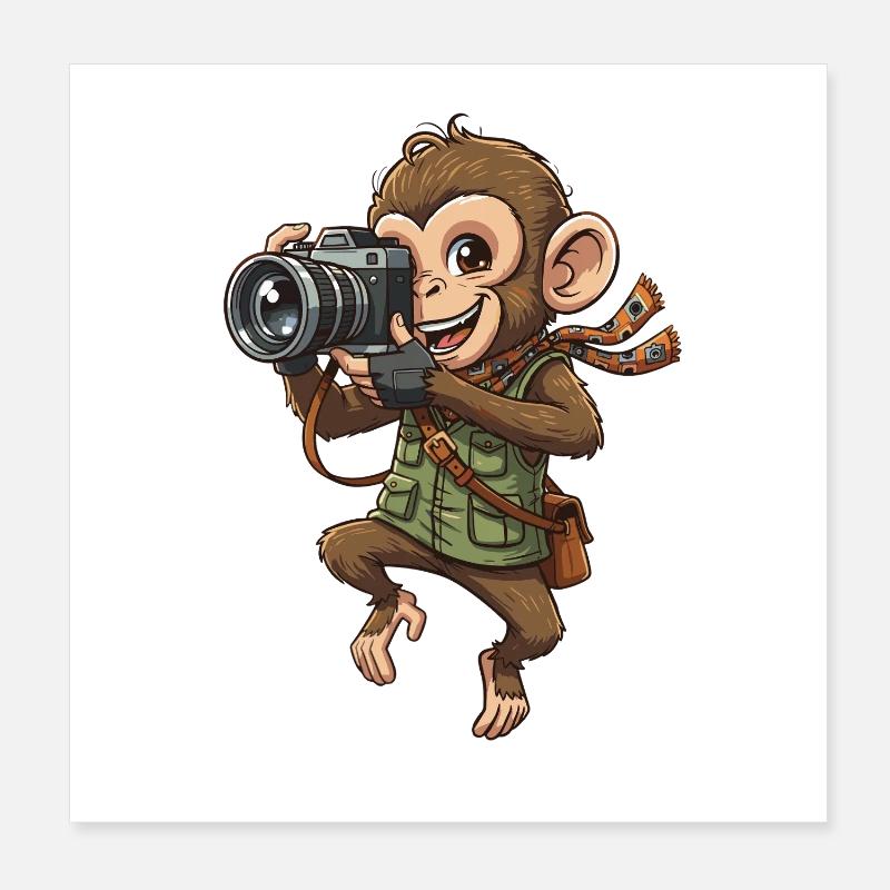 Adventurous Photo Monkey Poster 8" x 8" (20x20 cm)