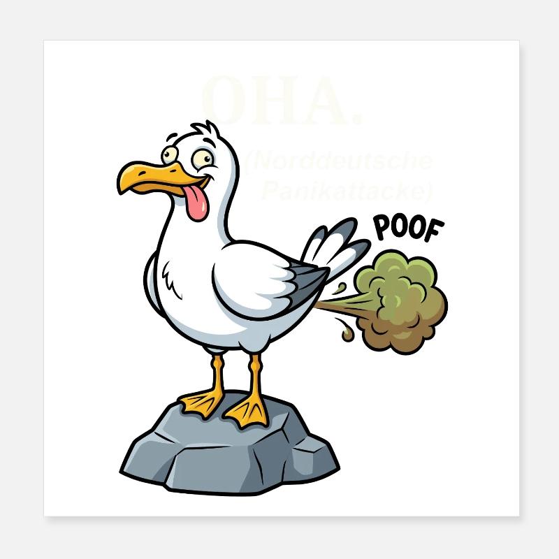 Norddeutscher Humor Spruch Möwe OHA. Poster 20x20 cm