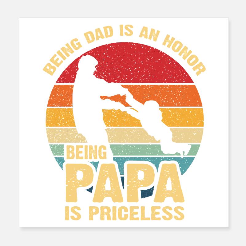 Papa Pride Sunset Rétro Poster 20 x 20 cm
