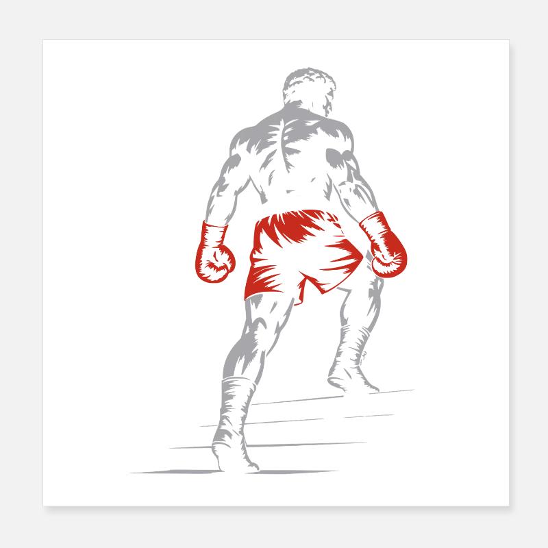 Boxeur en gants de boxe Poster 20 x 20 cm