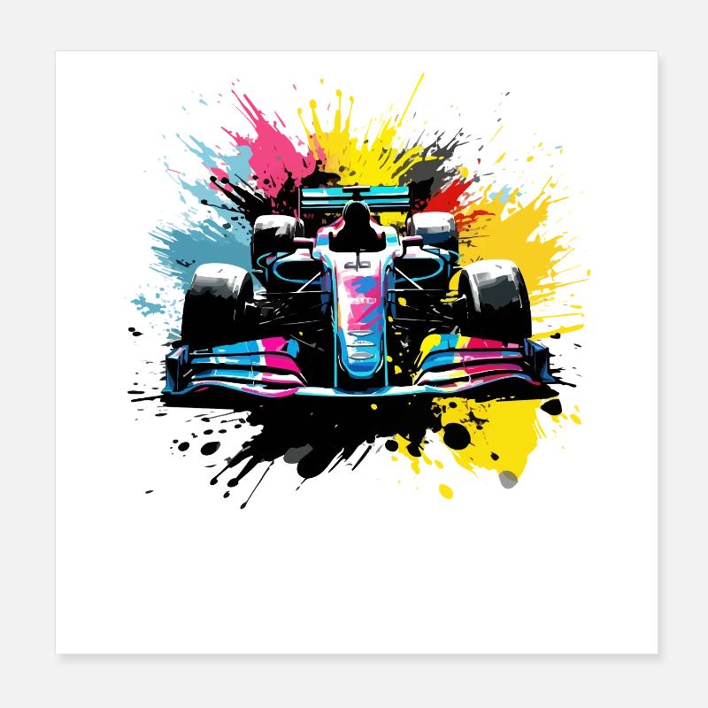 Pilote de course de voitures de course colorées à l’écran Poster 20 x 20 cm