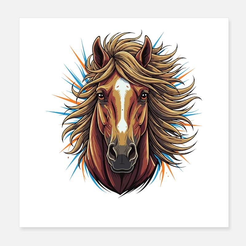 Explosion néon de tête de cheval Poster 20 x 20 cm
