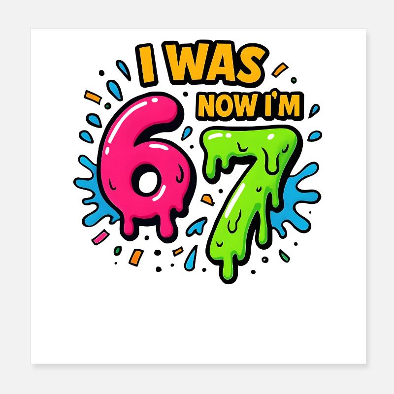 7. Geburtstag Kinder 67 Meme Humor Geschenkidee Poster 20x20 cm