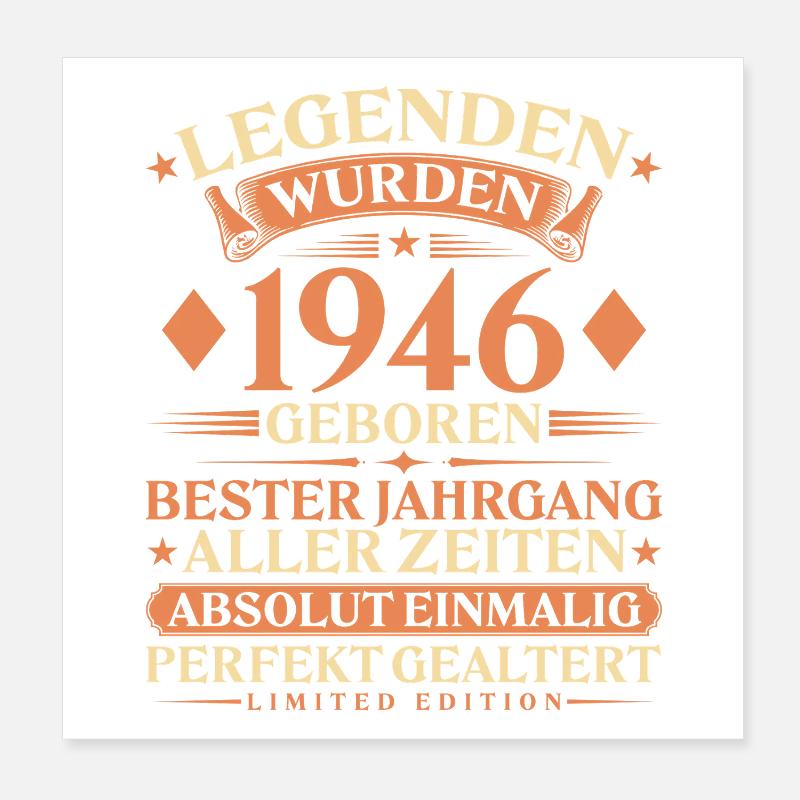 Legenden wurden 1946 geboren – 80. Geburtstag Poster 20x20 cm