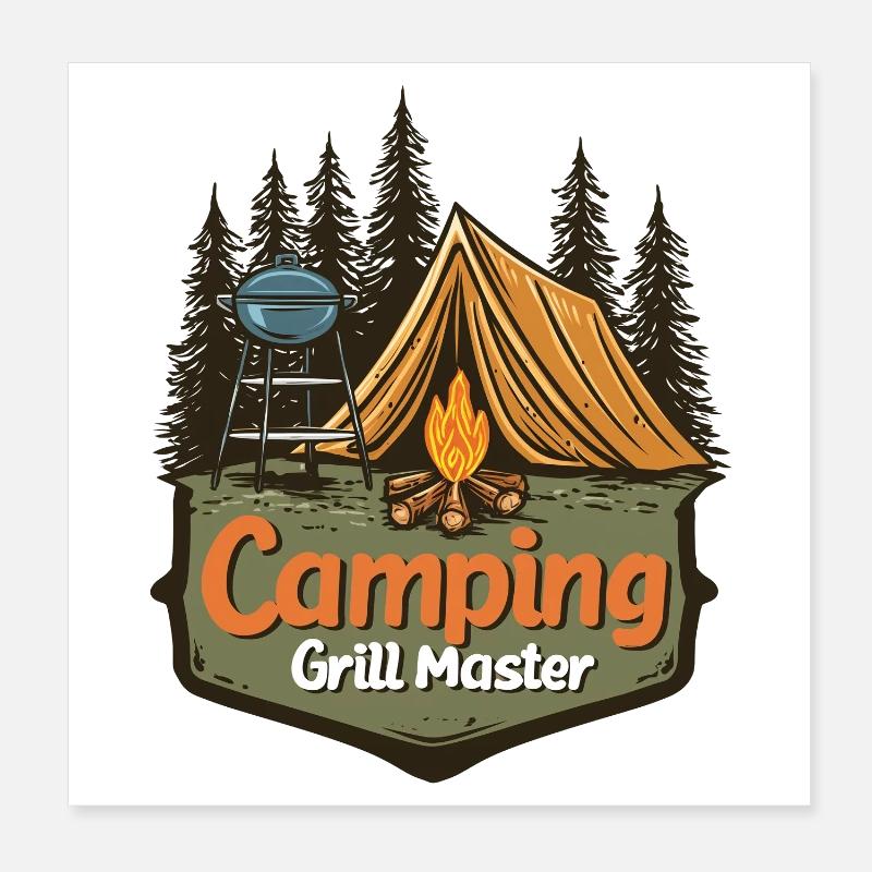 Camping Grillen Spruch Camping Grill Master Camper Poster 20x20 cm