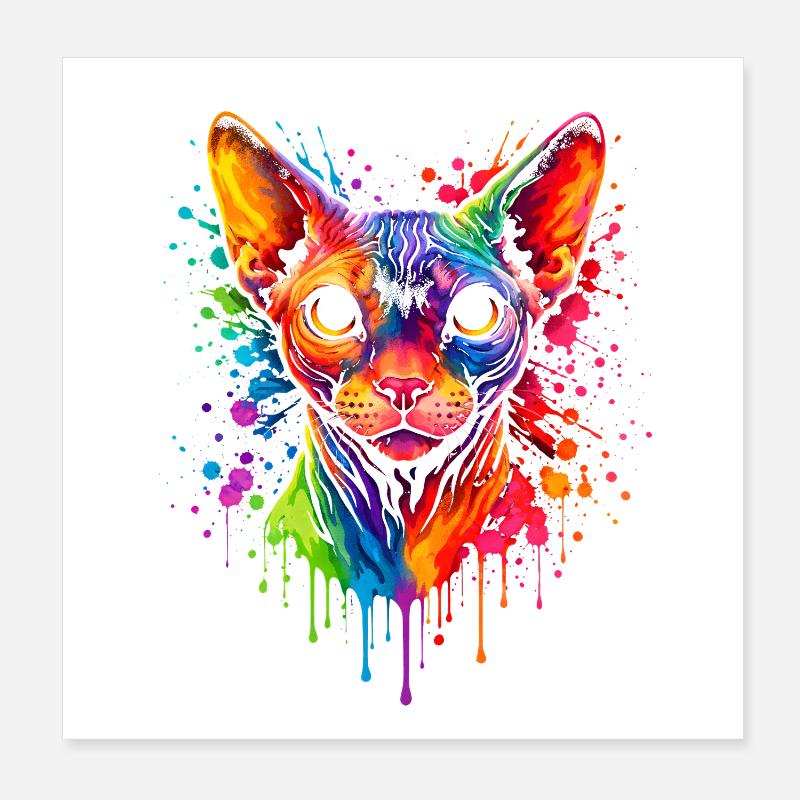 Sphynx Neon | Cat Art Pop Art Poster 8" x 8" (20x20 cm)