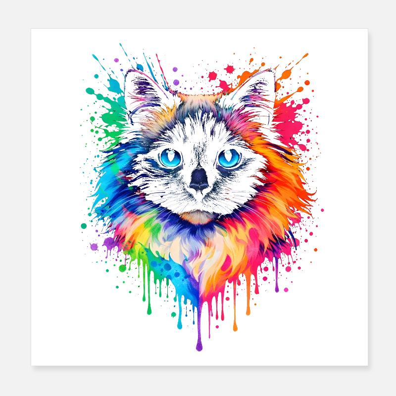 Ragdoll in Neon | Katzenkunst Pop Art Poster 20x20 cm