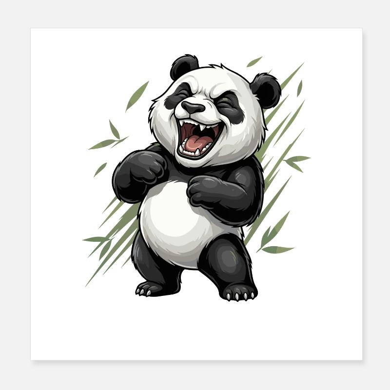 Panda rieur dans un panorama de bambou Poster 20 x 20 cm