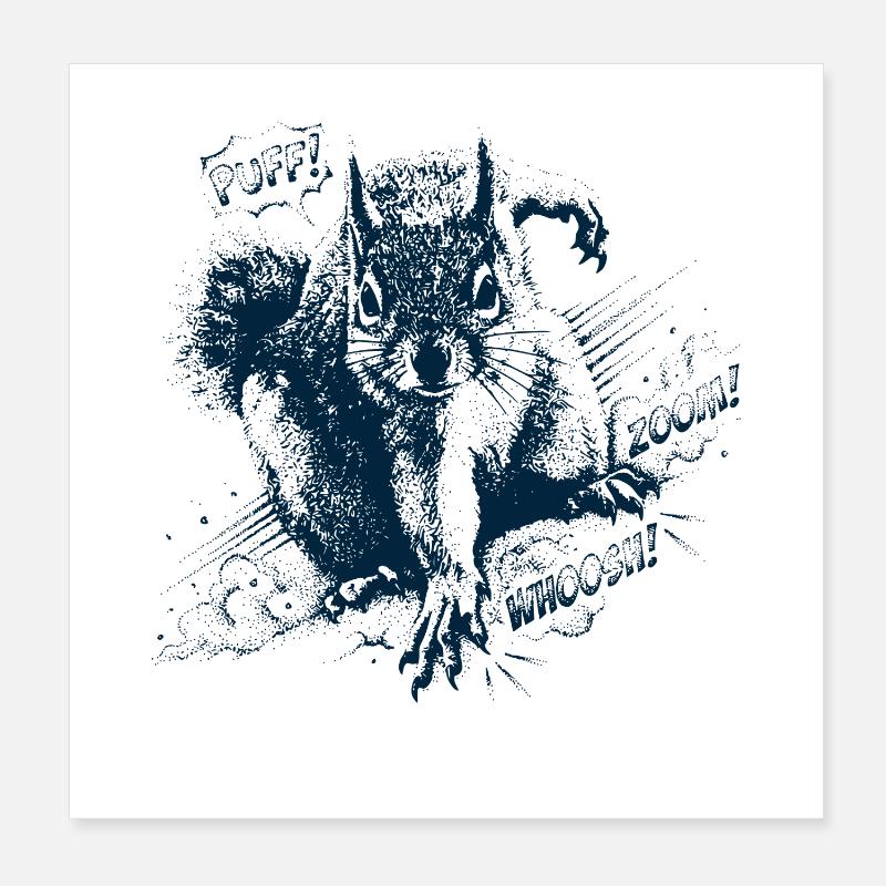 Squirrel Superhero Poster 8" x 8" (20x20 cm)