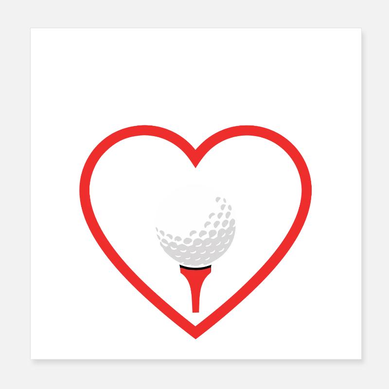Golf Herz Liebe Golfsport Poster 20x20 cm
