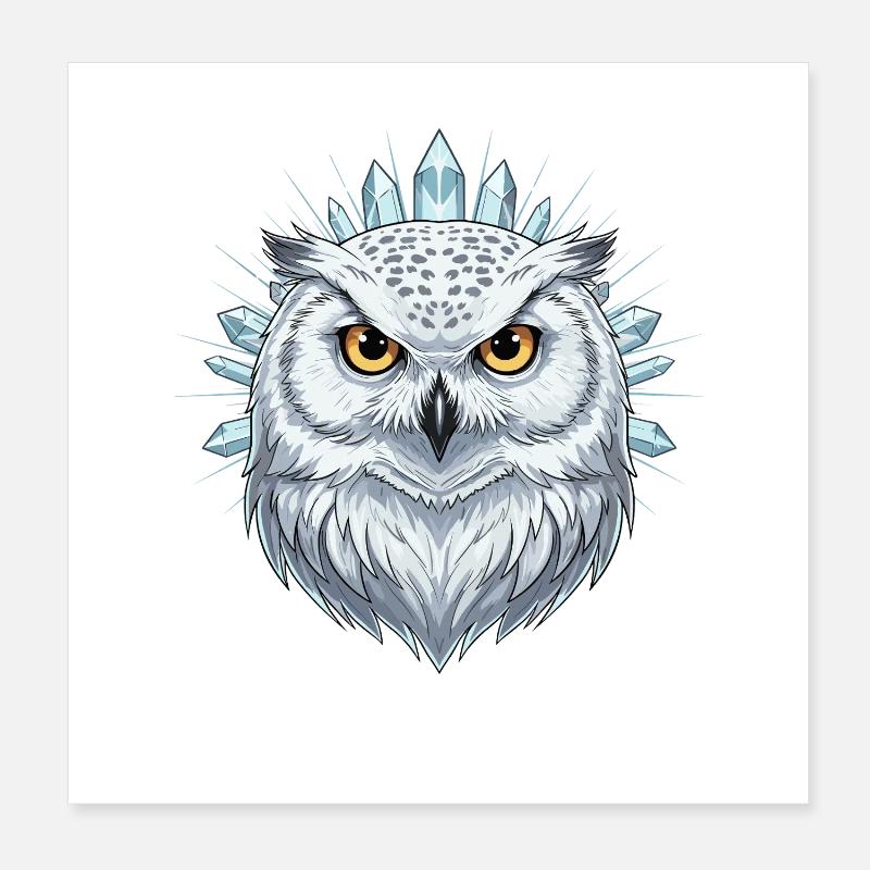 Eiskristall Eulenportrait Poster 8" x 8" (20x20 cm)