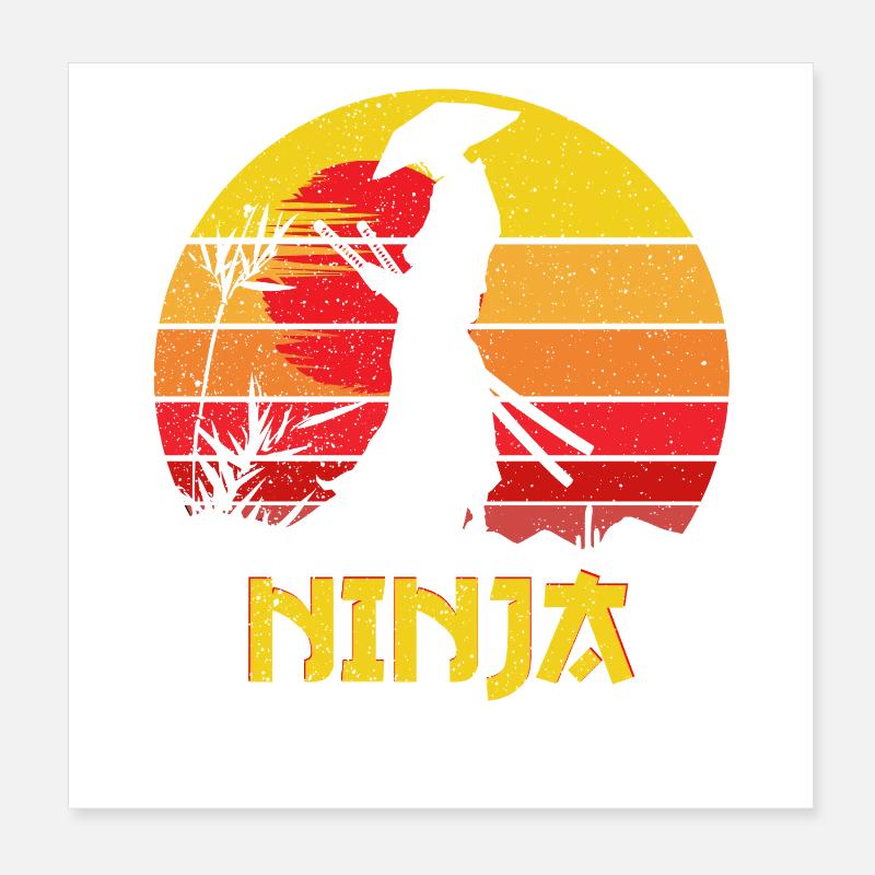 Sunset Ninja Silhouette Poster 20x20 cm