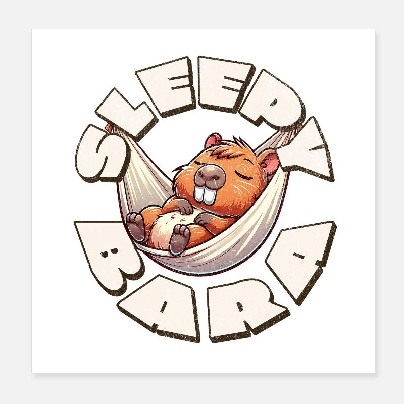 Capybara Sleepy Bara Poster 20x20 cm