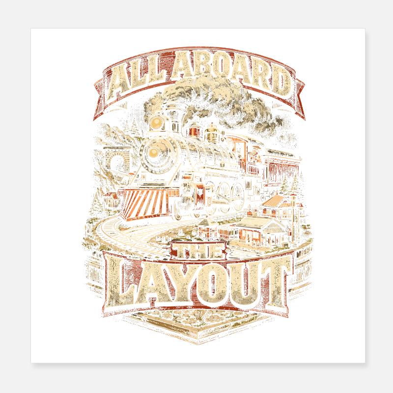 Chemin de fer miniature Tout à bord de la configuration Poster 20 x 20 cm