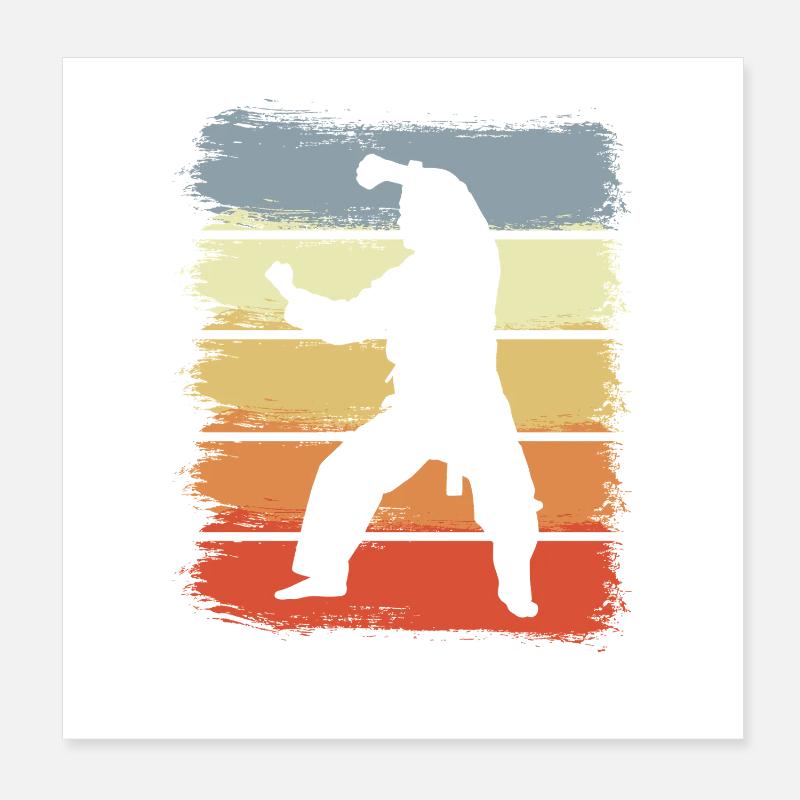 Vintage Karateka Drawing Poster 8" x 8" (20x20 cm)