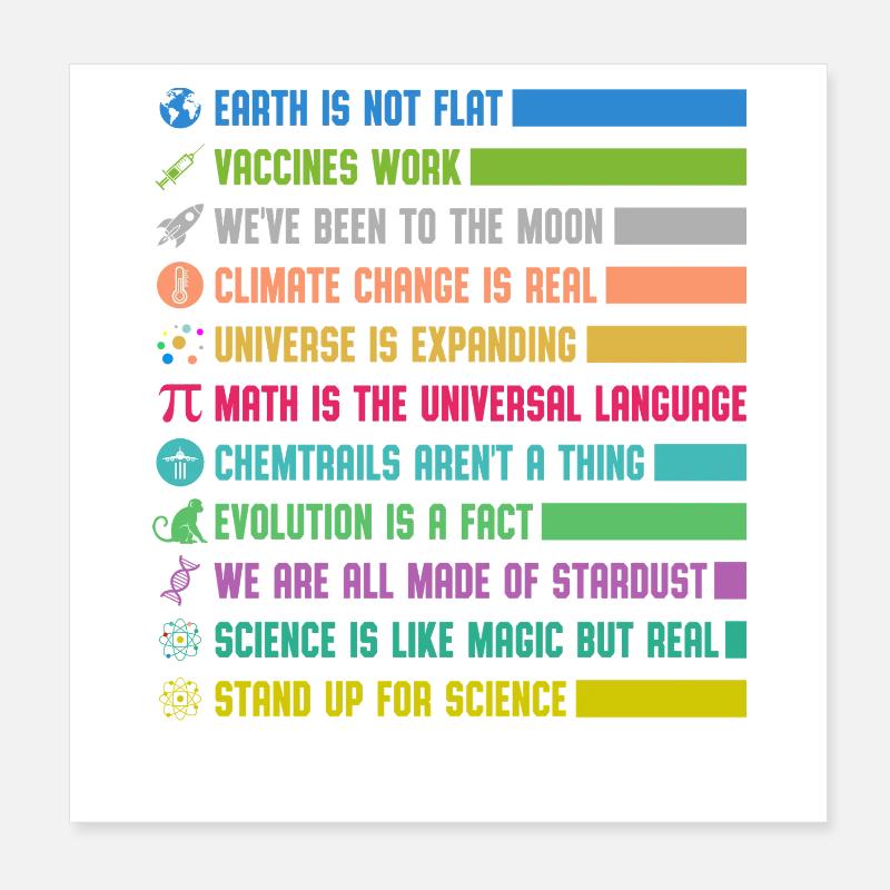Déclarations scientifiques colorées Poster 20 x 20 cm