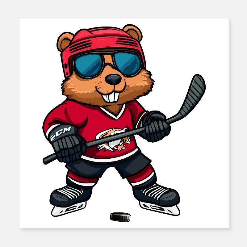 Biber Eishockey Poster 20x20 cm