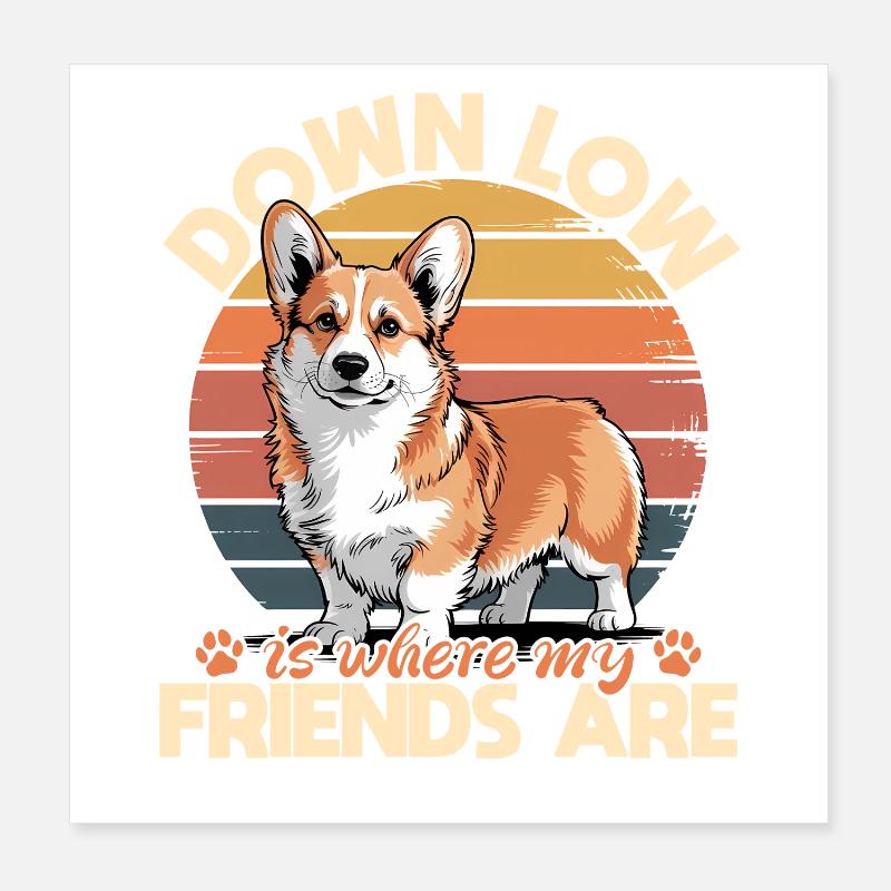 Corgi de race de chien drôle Poster 20 x 20 cm