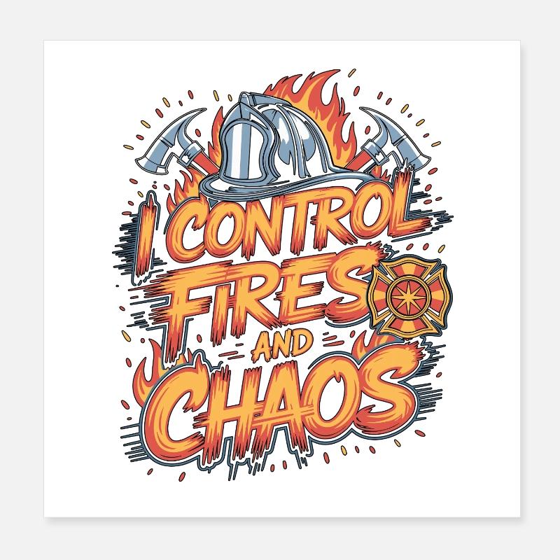 Fire Lieutenant I Control Fires Emergency Response Poster 8" x 8" (20x20 cm)