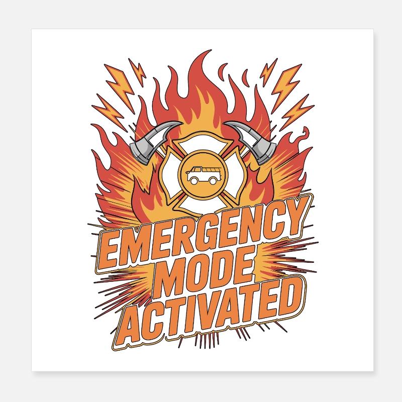 Lieutenant de pompiers en mode d’urgence Poster 20 x 20 cm