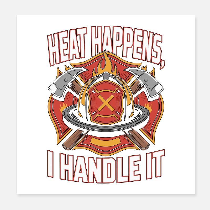 Lieutenant de pompiers, la chaleur arrive, officier de secours incendie Poster 20 x 20 cm