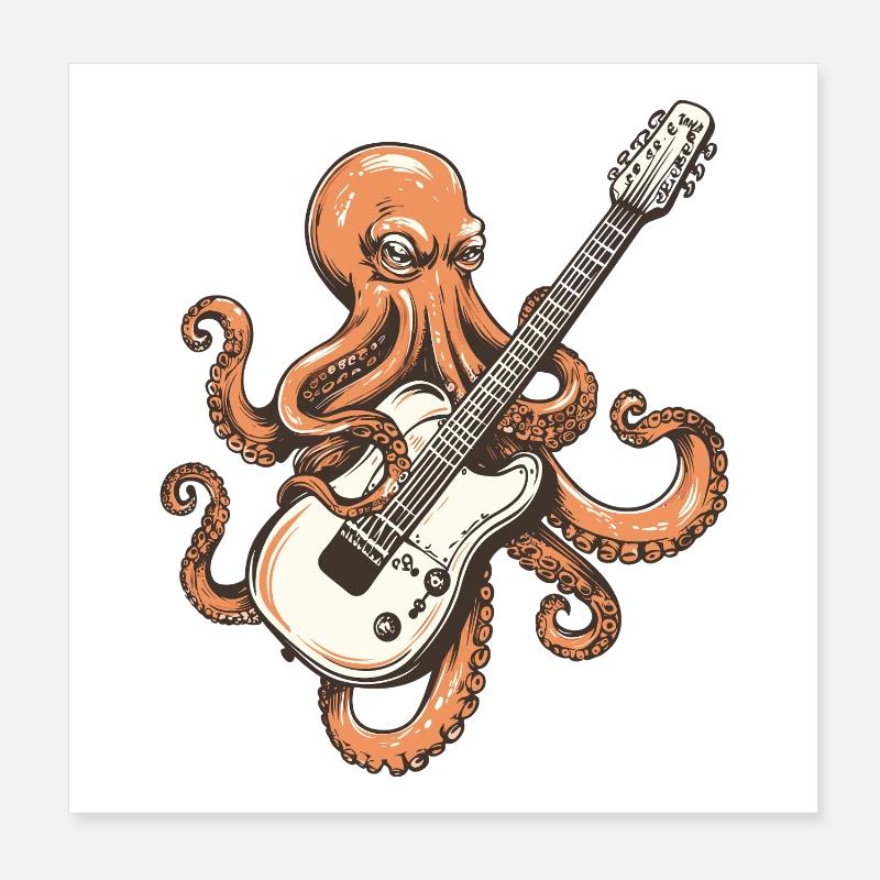 Guitare rock Octopus Poster 20 x 20 cm
