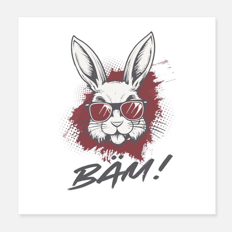 Cooler Hase BÄM Lustiges Statement Design Poster 20x20 cm
