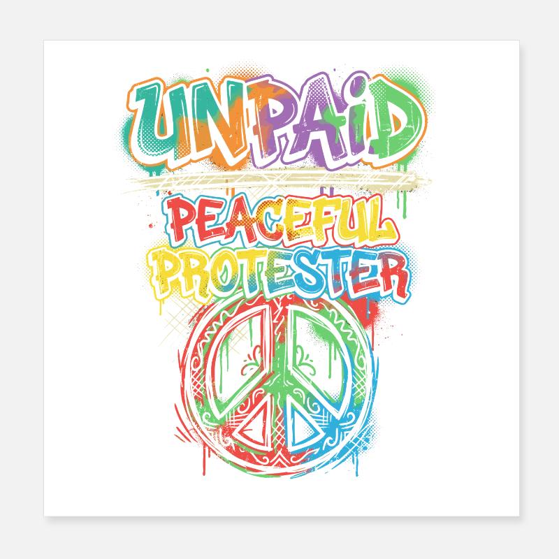 Graffiti Peaceful Protester Poster 8" x 8" (20x20 cm)